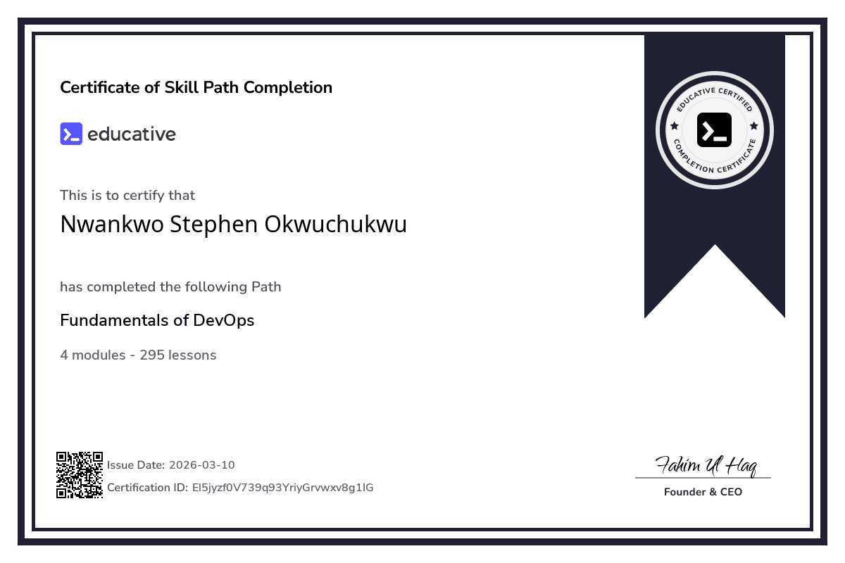 Educative certificate — Fundamentals of DevOps